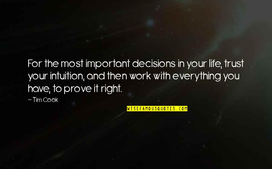 Passion And Work Quotes By Tim Cook: For the most important decisions in your life,