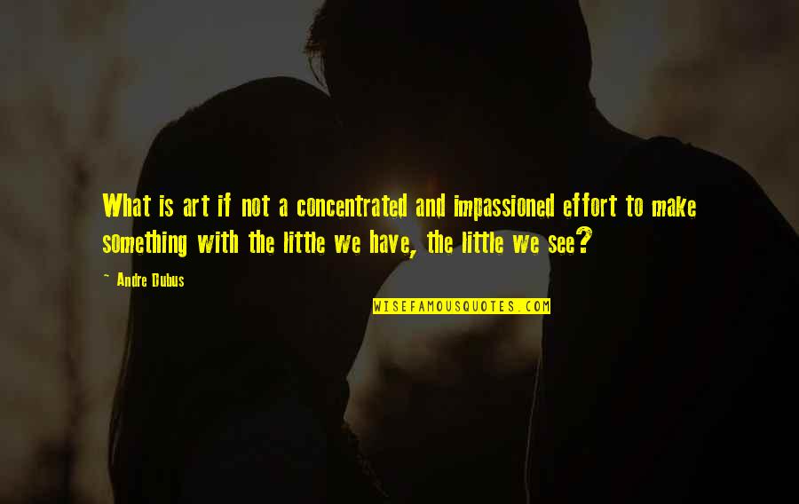 Passion Art Quotes By Andre Dubus: What is art if not a concentrated and