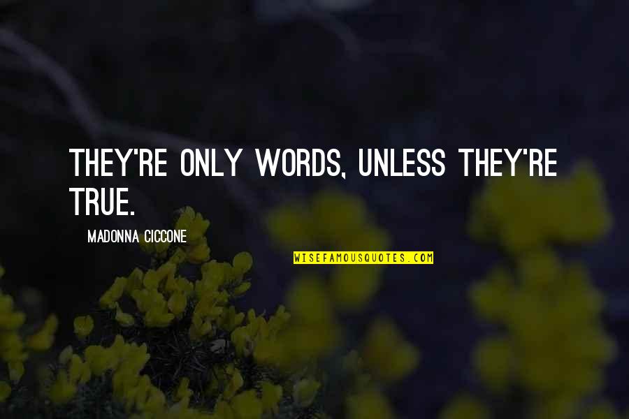 Passion For Flying Quotes By Madonna Ciccone: They're only words, unless they're true.