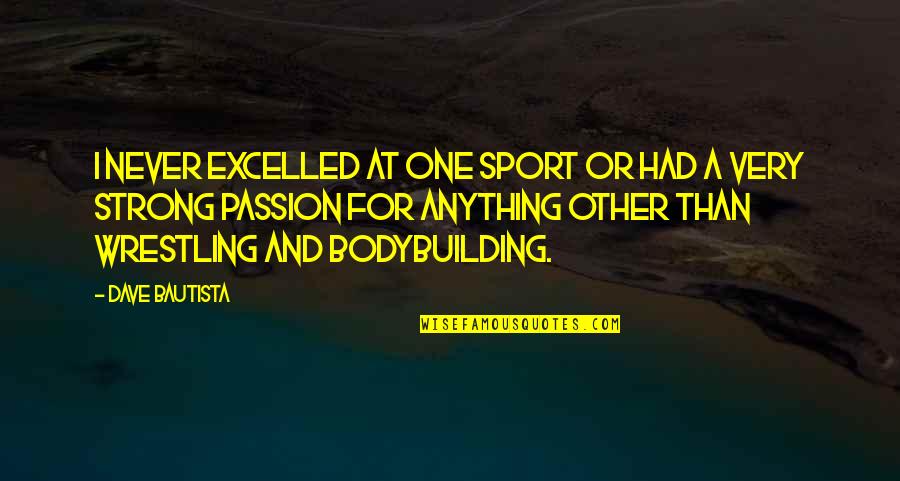 Passion In Sports Quotes By Dave Bautista: I never excelled at one sport or had Passion In Sports Quotes By Dave Bautista: I never excelled at one sport or had