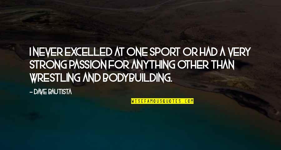 Passion Of Sports Quotes By Dave Bautista: I never excelled at one sport or had Passion Of Sports Quotes By Dave Bautista: I never excelled at one sport or had