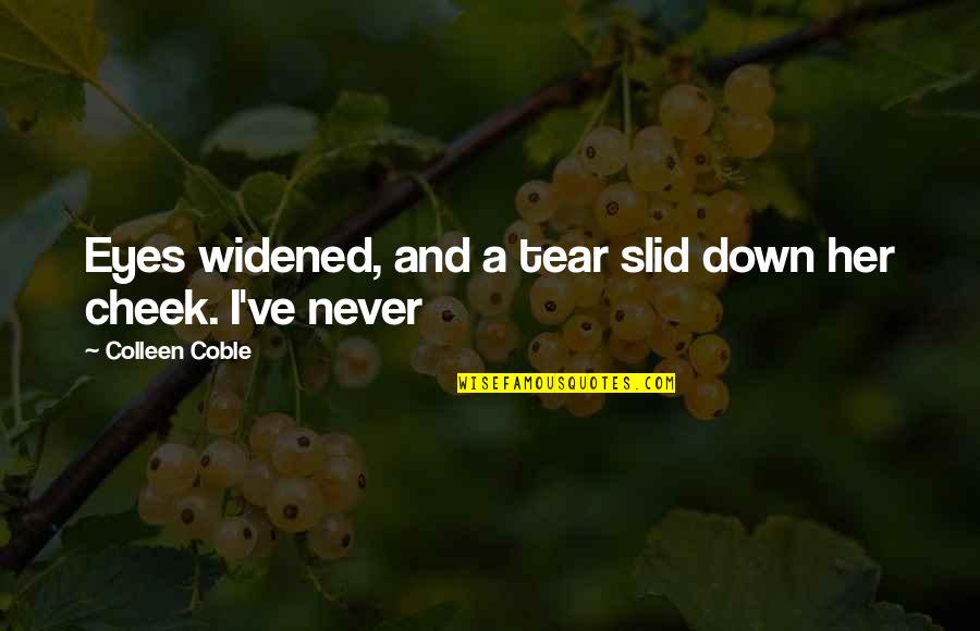 Passionate Attraction Quotes By Colleen Coble: Eyes widened, and a tear slid down her Passionate Attraction Quotes By Colleen Coble: Eyes widened, and a tear slid down her