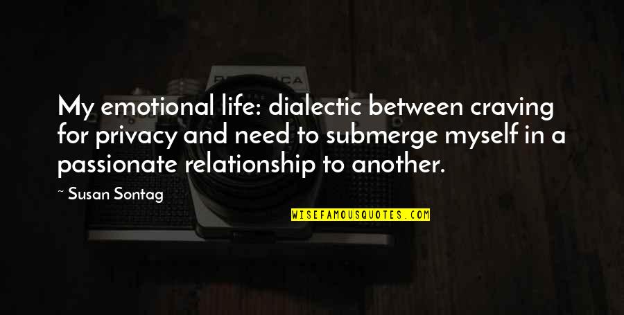 Passionate Relationship Quotes By Susan Sontag: My emotional life: dialectic between craving for privacy Passionate Relationship Quotes By Susan Sontag: My emotional life: dialectic between craving for privacy