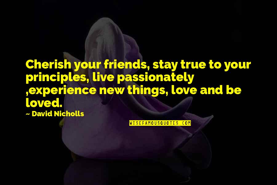 Passionately Quotes By David Nicholls: Cherish your friends, stay true to your principles,