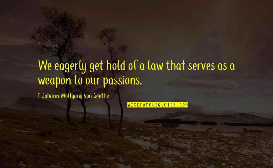 Passions Quotes By Johann Wolfgang Von Goethe: We eagerly get hold of a law that