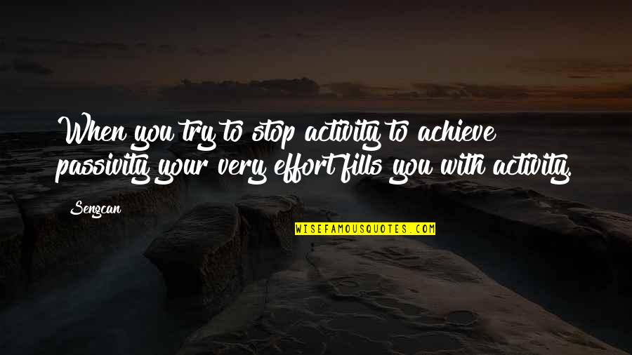 Passivity Quotes By Sengcan: When you try to stop activity to achieve