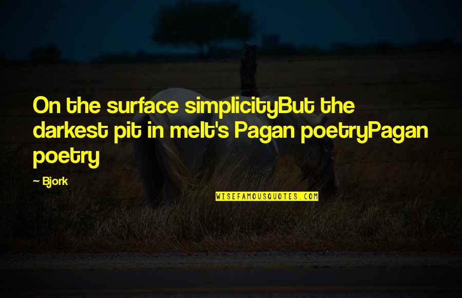 Passoland Quotes By Bjork: On the surface simplicityBut the darkest pit in