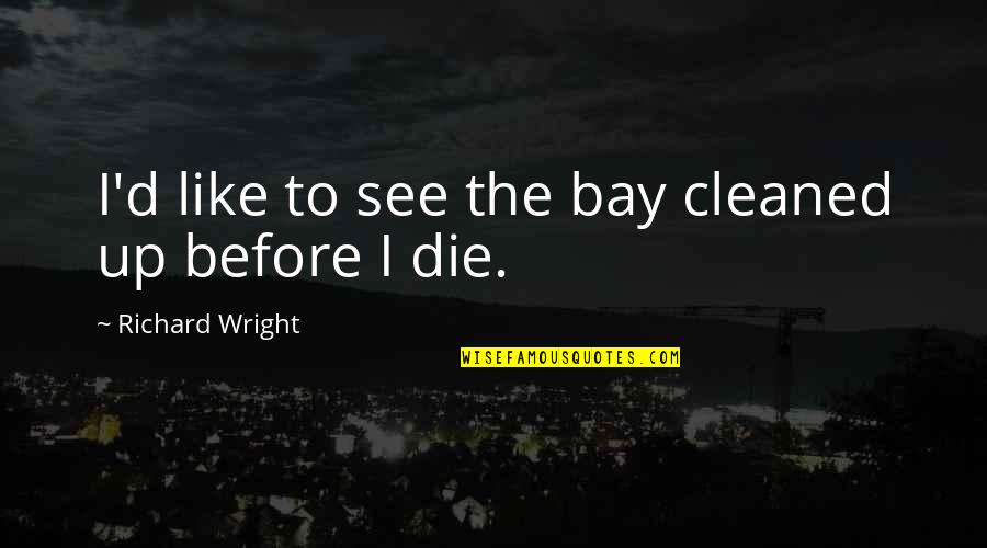 Passonate Minds Quotes By Richard Wright: I'd like to see the bay cleaned up Passonate Minds Quotes By Richard Wright: I'd like to see the bay cleaned up