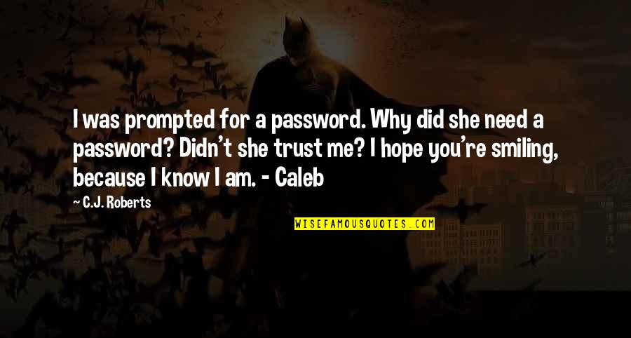 Password Quotes By C.J. Roberts: I was prompted for a password. Why did