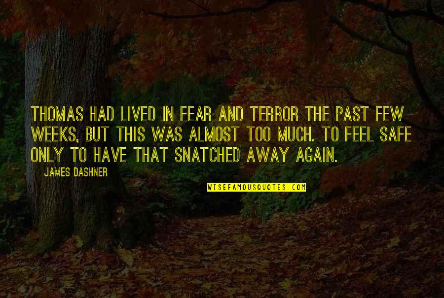 Past Away Quotes By James Dashner: Thomas had lived in fear and terror the