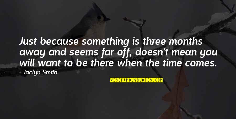 Past Failures Future Success Quotes By Jaclyn Smith: Just because something is three months away and