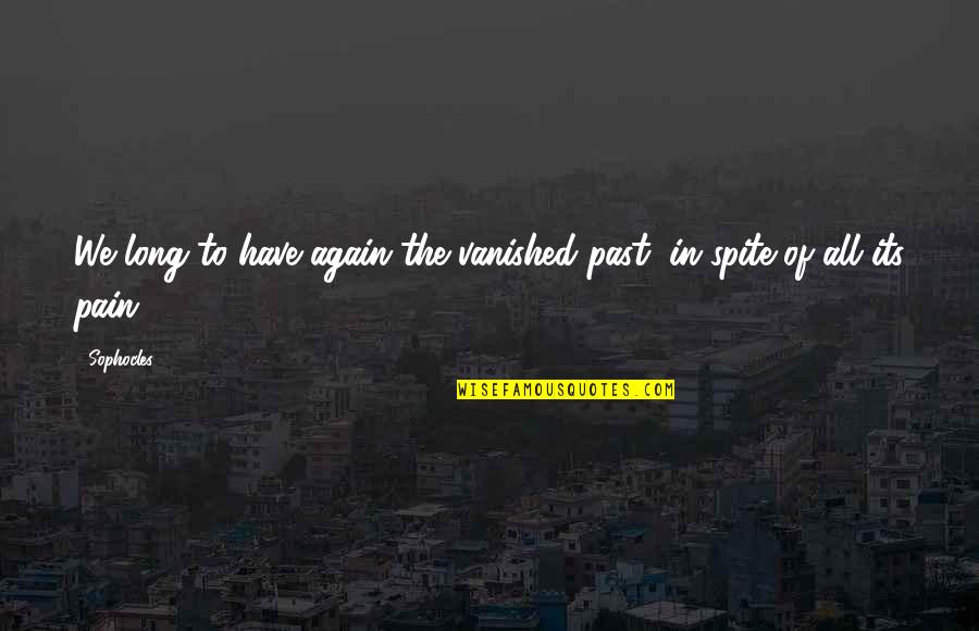 Past Pain Quotes By Sophocles: We long to have again the vanished past,