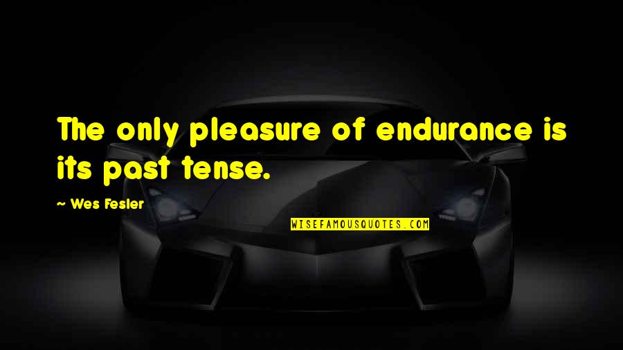 Past Tense Quotes By Wes Fesler: The only pleasure of endurance is its past