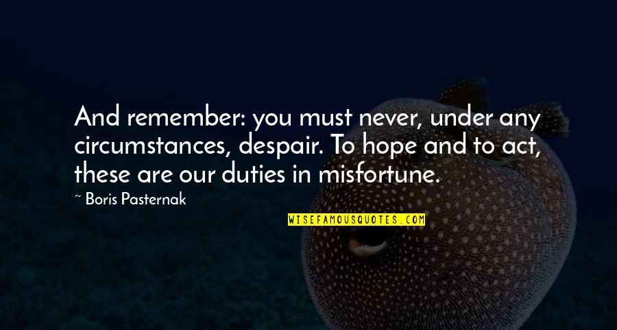 Pasternak's Quotes By Boris Pasternak: And remember: you must never, under any circumstances,