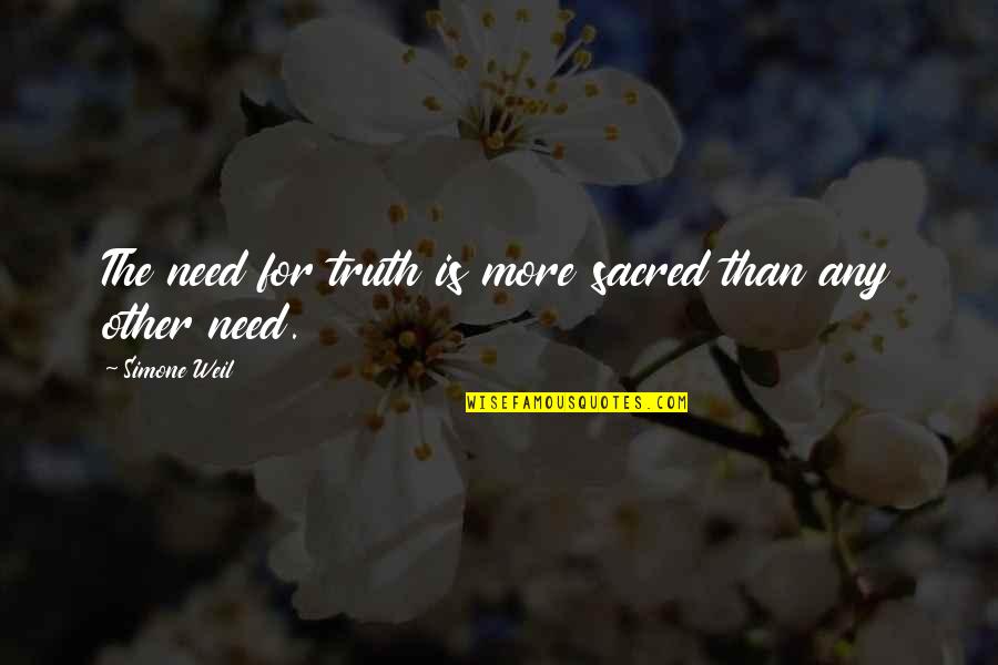 Pasteurization Vs Sterilization Quotes By Simone Weil: The need for truth is more sacred than Pasteurization Vs Sterilization Quotes By Simone Weil: The need for truth is more sacred than