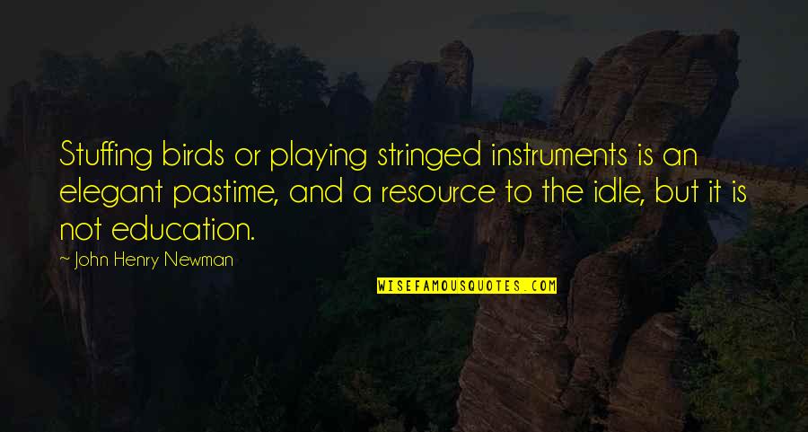 Pastime Quotes By John Henry Newman: Stuffing birds or playing stringed instruments is an