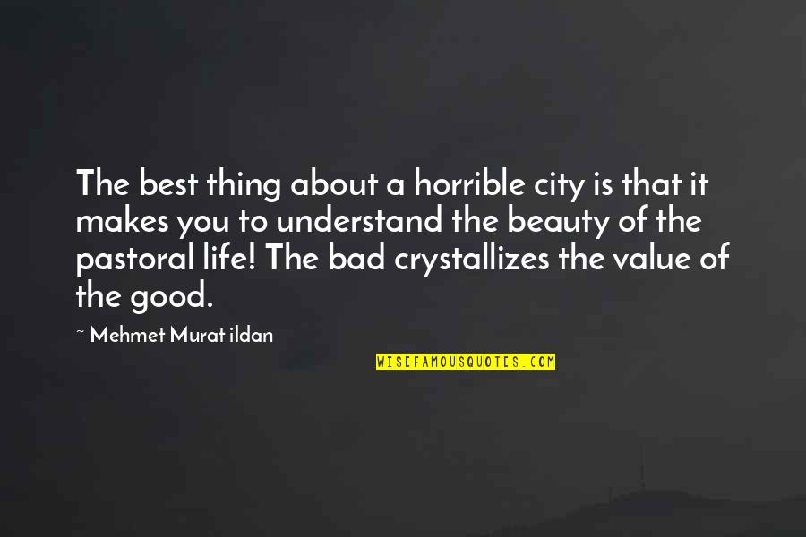 Pastoral Life Quotes By Mehmet Murat Ildan: The best thing about a horrible city is