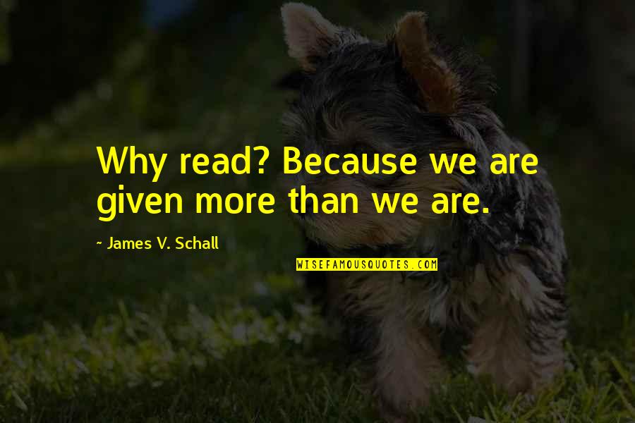 Pasynkova Quotes By James V. Schall: Why read? Because we are given more than Pasynkova Quotes By James V. Schall: Why read? Because we are given more than
