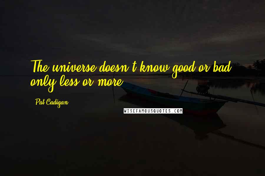 Pat Cadigan quotes: The universe doesn't know good or bad, only less or more.