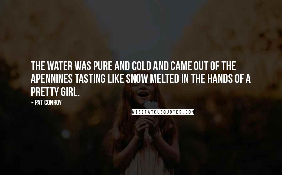 Pat Conroy quotes: The water was pure and cold and came out of the Apennines tasting like snow melted in the hands of a pretty girl. Pat Conroy quotes: The water was pure and cold and came out of the Apennines tasting like snow melted in the hands of a pretty girl.