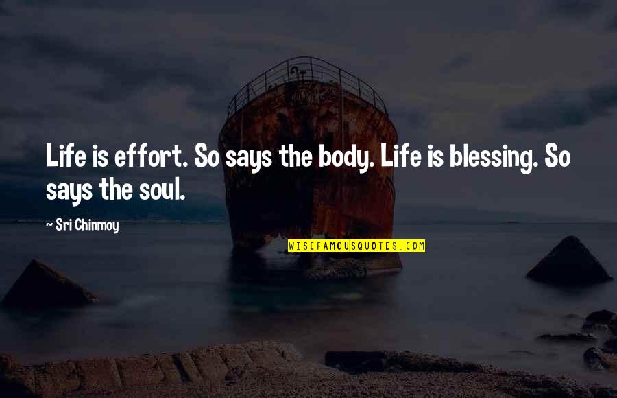 Patafioler Quotes By Sri Chinmoy: Life is effort. So says the body. Life