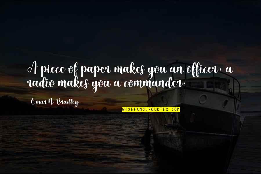 Patanjali Yoga Sutras Quotes By Omar N. Bradley: A piece of paper makes you an officer, Patanjali Yoga Sutras Quotes By Omar N. Bradley: A piece of paper makes you an officer,