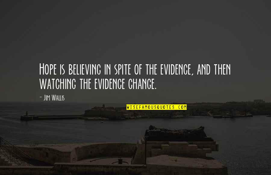 Patas Arriba Quotes By Jim Wallis: Hope is believing in spite of the evidence,