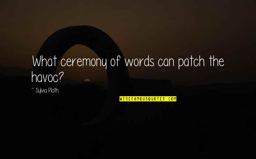 Patch'd Quotes By Sylvia Plath: What ceremony of words can patch the havoc?