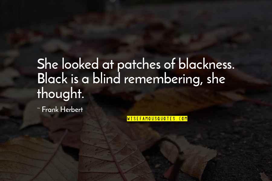 Patches O'houlihan Quotes By Frank Herbert: She looked at patches of blackness. Black is