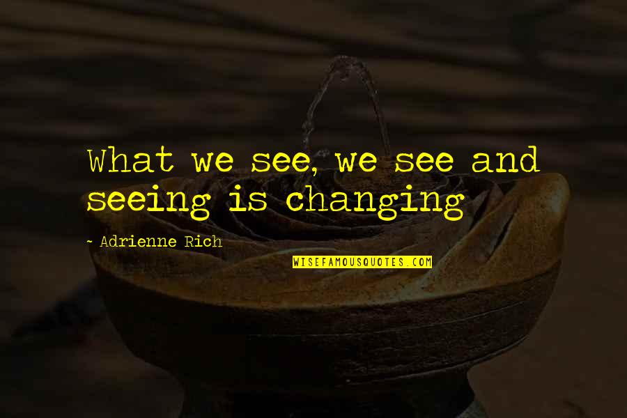 Patchiness On Lungs Quotes By Adrienne Rich: What we see, we see and seeing is Patchiness On Lungs Quotes By Adrienne Rich: What we see, we see and seeing is