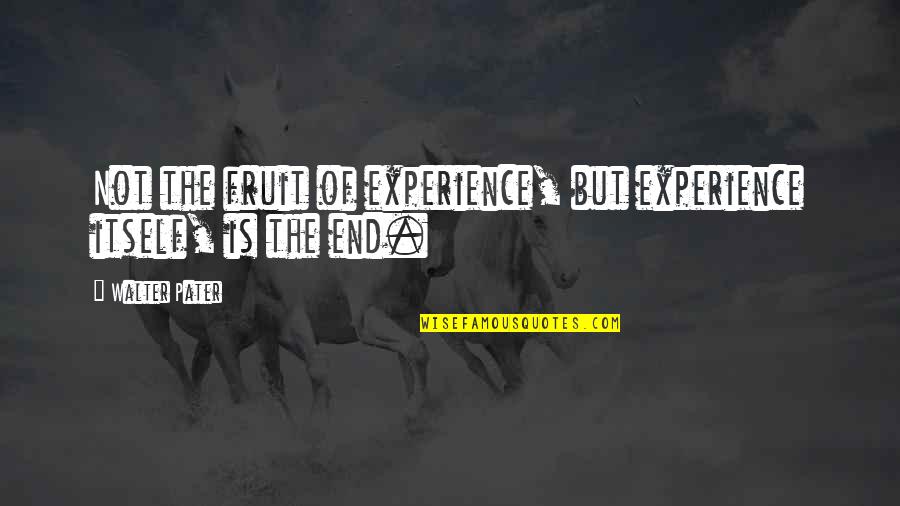 Pater Quotes By Walter Pater: Not the fruit of experience, but experience itself,