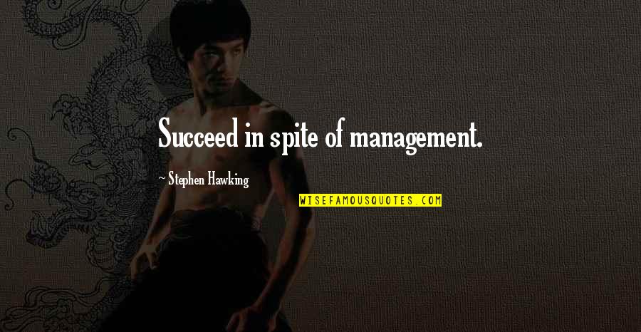 Paterlini Tonolini Quotes By Stephen Hawking: Succeed in spite of management.