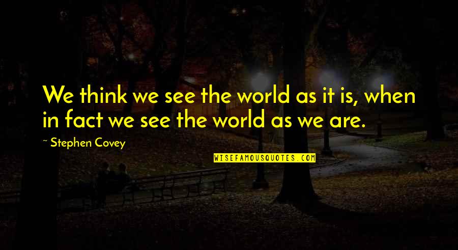Paternalism In Nursing Quotes By Stephen Covey: We think we see the world as it