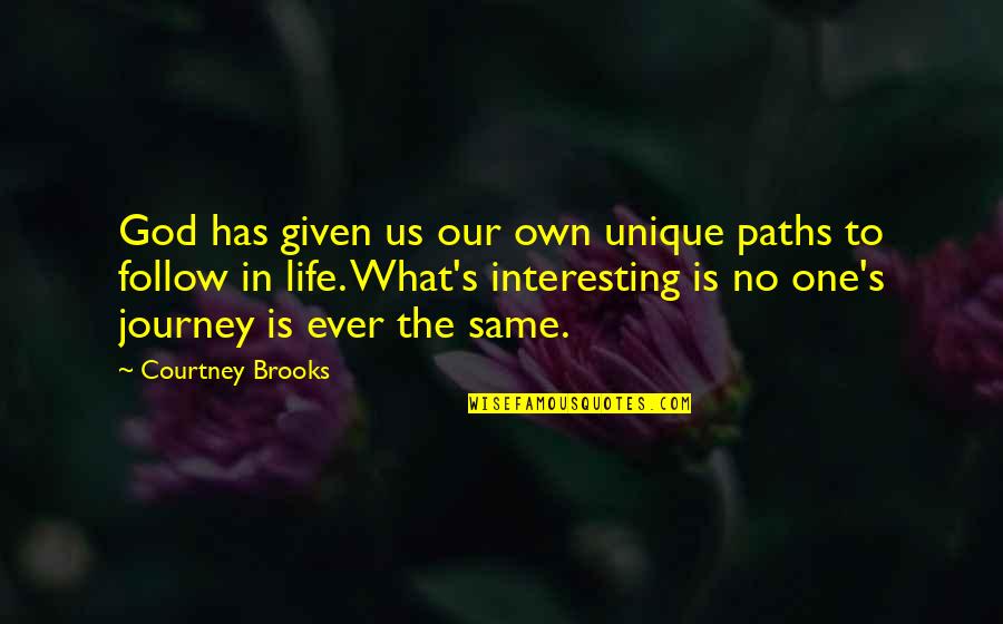 Path To Follow Quotes By Courtney Brooks: God has given us our own unique paths