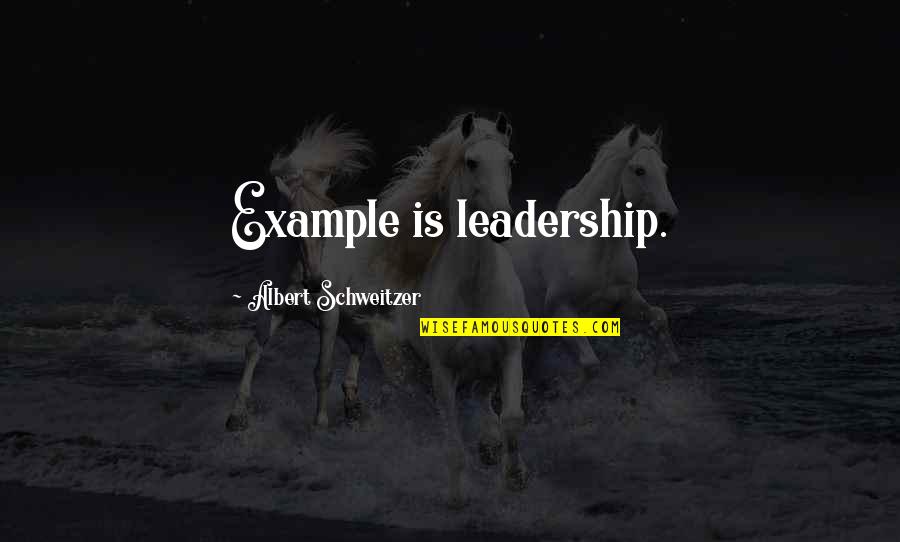 Pathologically Explicit Quotes By Albert Schweitzer: Example is leadership.