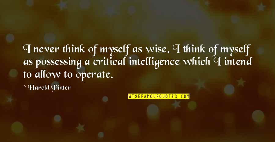 Pathologize Thesaurus Quotes By Harold Pinter: I never think of myself as wise. I