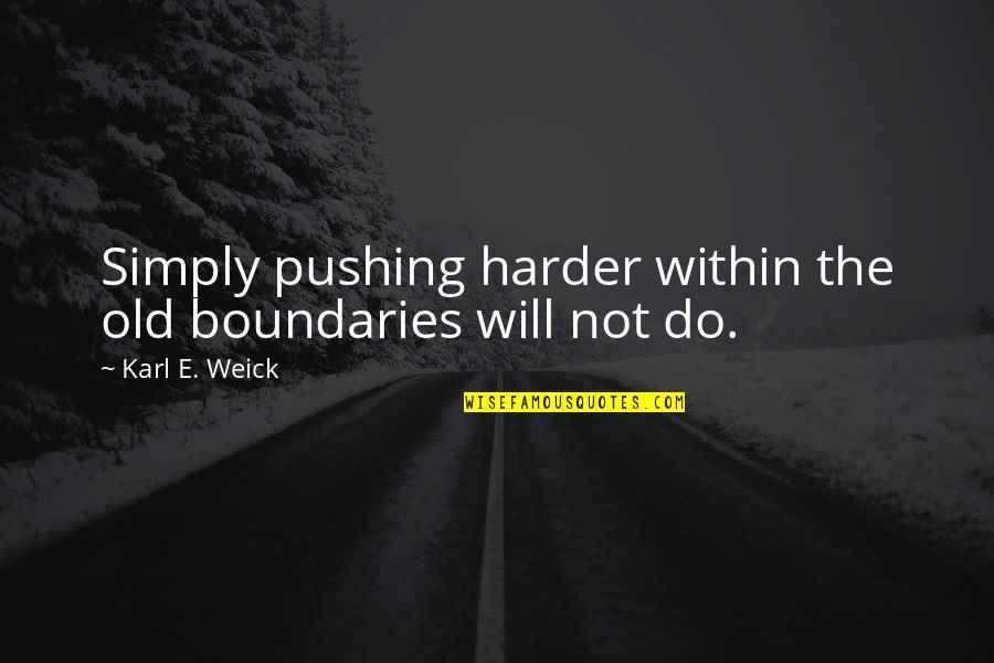 Pathologize Thesaurus Quotes By Karl E. Weick: Simply pushing harder within the old boundaries will