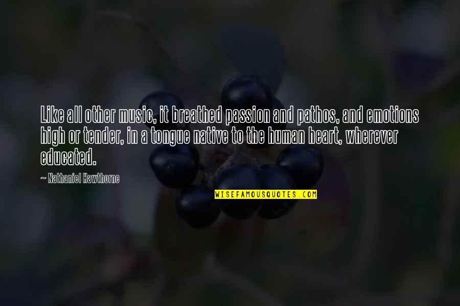 Pathos Quotes By Nathaniel Hawthorne: Like all other music, it breathed passion and