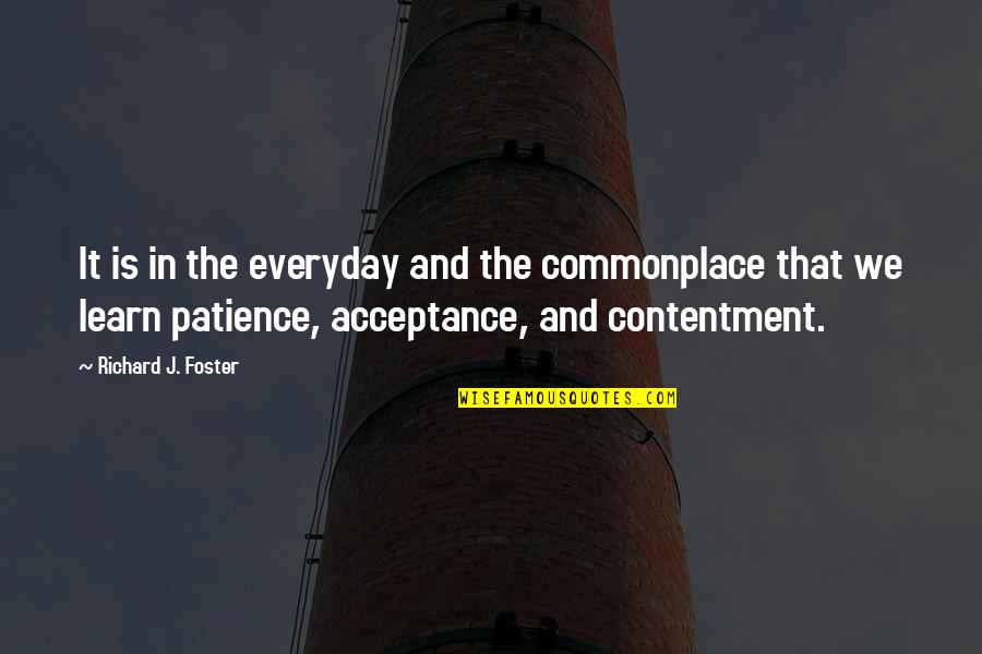 Patience And Acceptance Quotes By Richard J. Foster: It is in the everyday and the commonplace