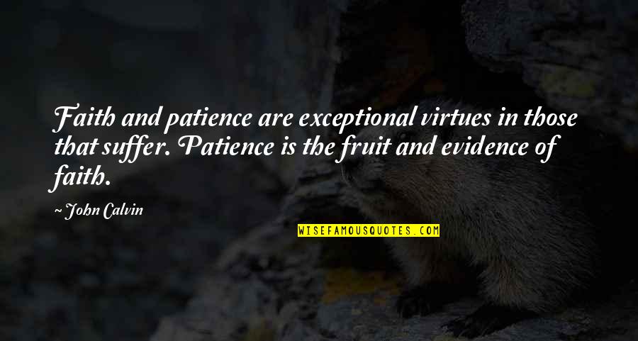 Patience And Faith Quotes By John Calvin: Faith and patience are exceptional virtues in those