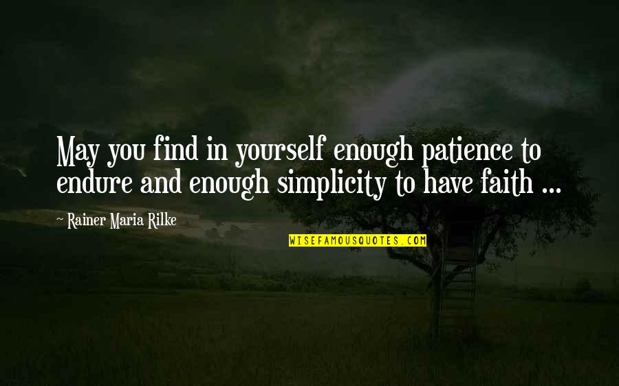 Patience And Faith Quotes By Rainer Maria Rilke: May you find in yourself enough patience to