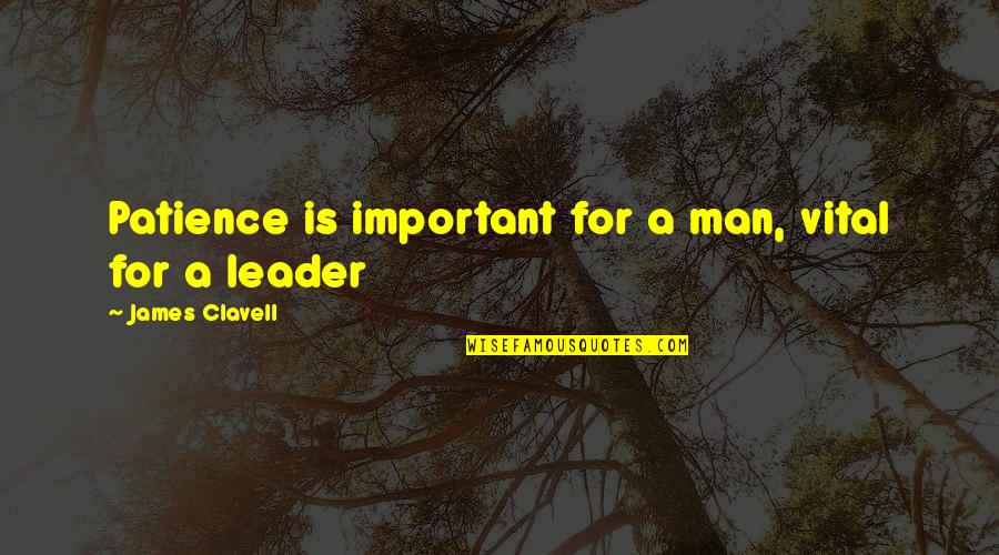 Patience And Leadership Quotes By James Clavell: Patience is important for a man, vital for