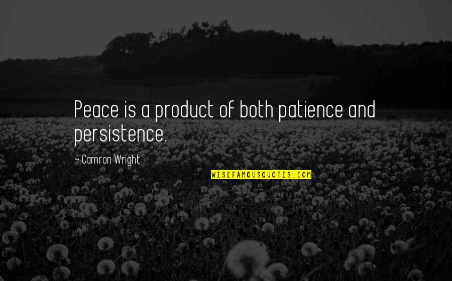 Patience And Peace Quotes By Camron Wright: Peace is a product of both patience and