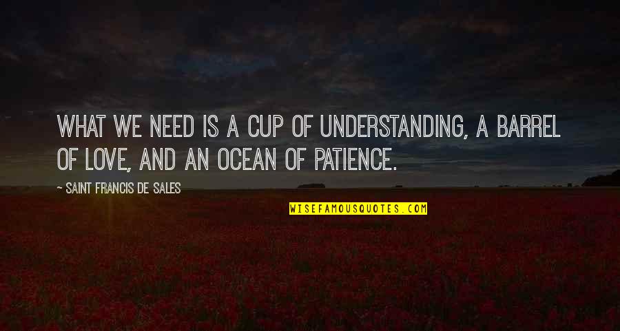 Patience And Understanding Quotes By Saint Francis De Sales: What we need is a cup of understanding,