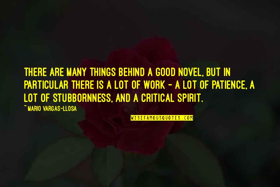 Patience At Work Quotes By Mario Vargas-Llosa: There are many things behind a good novel, Patience At Work Quotes By Mario Vargas-Llosa: There are many things behind a good novel,