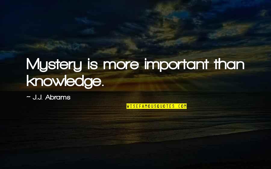 Patience Bible Quotes By J.J. Abrams: Mystery is more important than knowledge.