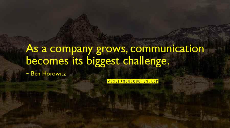 Patience Brainy Quotes By Ben Horowitz: As a company grows, communication becomes its biggest