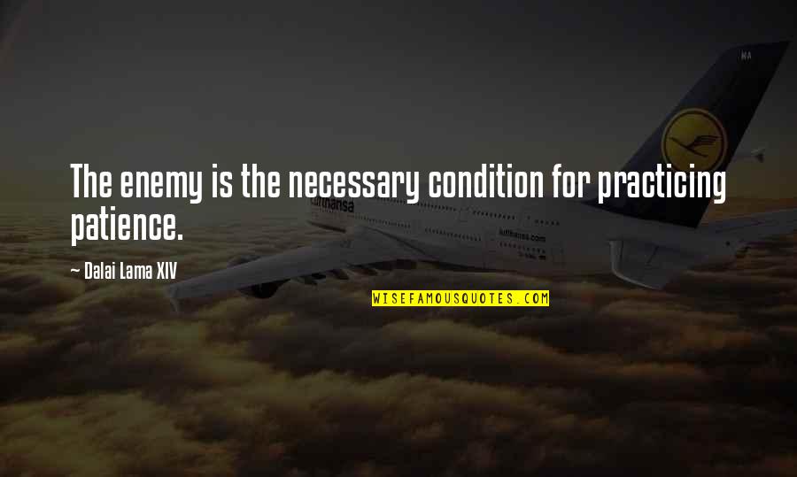 Patience For Enemy Quotes By Dalai Lama XIV: The enemy is the necessary condition for practicing Patience For Enemy Quotes By Dalai Lama XIV: The enemy is the necessary condition for practicing