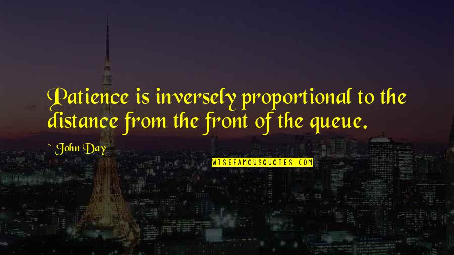 Patience For Impatience Quotes By John Day: Patience is inversely proportional to the distance from