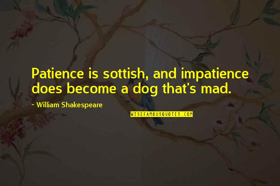 Patience For Impatience Quotes By William Shakespeare: Patience is sottish, and impatience does become a